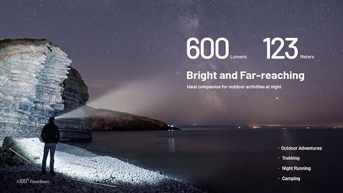 Nitecore NU27 600 Lumens Running Camping Headlamp, USB-C Rechargeable with Warm, Neutral and Cool White Lights, Red Light, Including NitecoreS Sticker (Black)