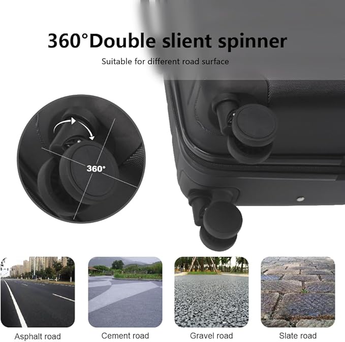 3-Piece Luggage Sets (20", 24", 28"), Suitcase with Wheels, Hardside Suitcase With Four Spinner Wheels and Scratch-Resistant Surface (ABS Hardshell, Black)