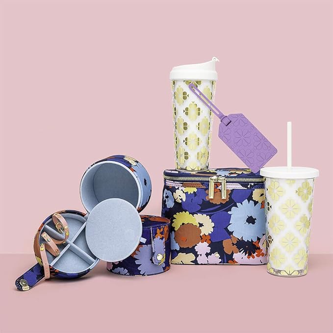 Kate Spade New York Purple Silicone Luggage Tag with Strap, Spade Flower (Purple)