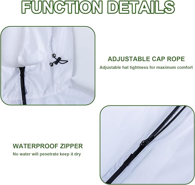 Hooded Rain Ponchos for Adult - Rain Coat and Rain Jacket with Waterproof Pocket and Zipper