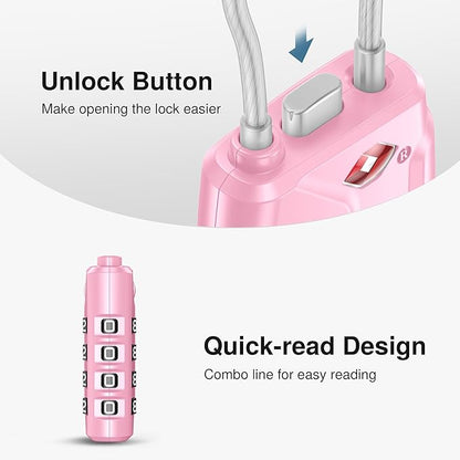 Puroma 2 Pack TSA Approved Luggage Locks, 4 Digit Combination Travel Locks Resettable Code Lock with Zinc Alloy Body for Suitcase, Toolbox, Backpack, Bag, Gym Locker (Basic Pink)