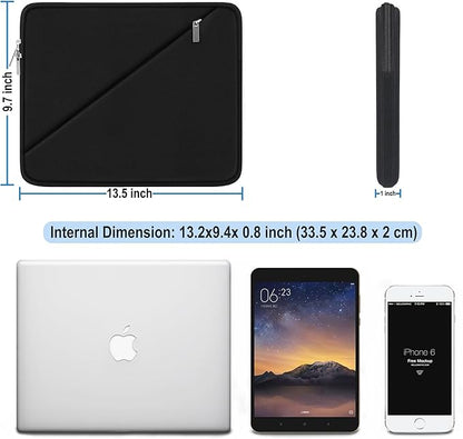 13.3 inch Laptop Sleeve Case Compatible with 13.3 inch Notebook, Traveling Computer Bag Compatible with MacBook Pro 14 Inch, MacBook Air, Dell, HP, Lenovo, Laptop Cover with Pocket, Black