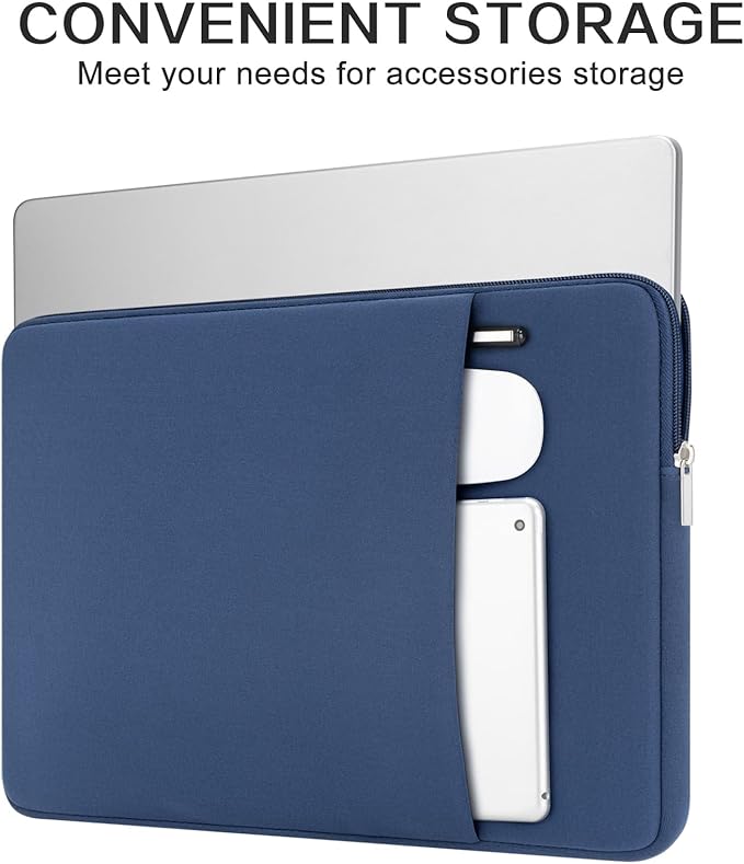RAINYEAR 11 Inch Laptop Sleeve Case Soft Lining Cover Bag with Front Pocket &Accessories Pouch,Compatible with 11.6" MacBook Air for 11" Notebook Computer Tablet Chromebook(Navy Blue,Upgraded Version)