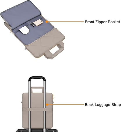 MOSISO Vertical Laptop Shoulder Bag,Computer Bag,Rhombus Quilted Messenger Bag with Front Pocket&Handle&Belt