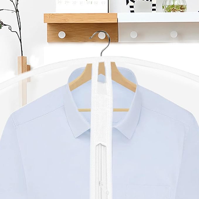 Pwsap 8Pack Breathable Clothes Covers with Zip, Hanging Garment Covers Bags Dress Bag Covers Mens Suit Storage Bag Dust Cover for Wardrobe Storage and Travel