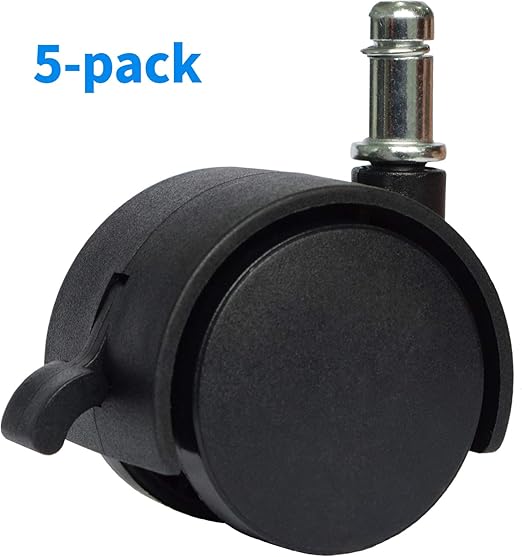 MySit 2" Replacement Office Chair or Stool Caster Wheels - with Brake (Set of 5)
