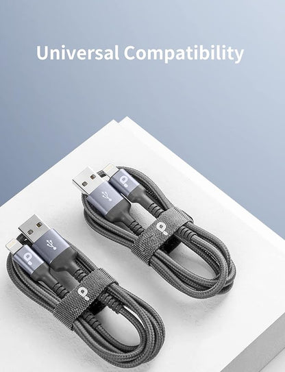 USB to Lightning Cable 6FT [Apple MFi Certified] iPhone Charger Cable Nylon Braided USBA to Lightning Cable,iPhone Cord Compatible with iPhone 14 13 12 11 Pro Max 8 7 and More-2Pack Silver
