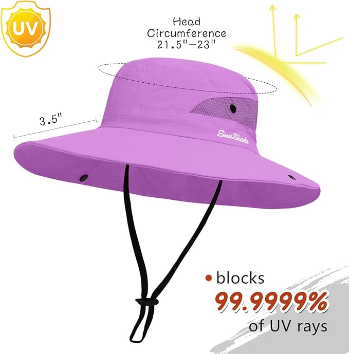ZOORON Women's Ponytail Safari Sun Hat,Wide Brim UV Protection Outdoor Bucket Hat,Foldable Beach Summer Fishing Hat