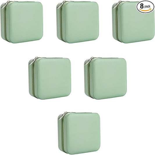 Bridesmaid Proposal Gifts Travel Jewelry Case Organizer - Small Bachelorette Party Box, Mini Storage Organizer for Bridesmaids (8, Sage Green)