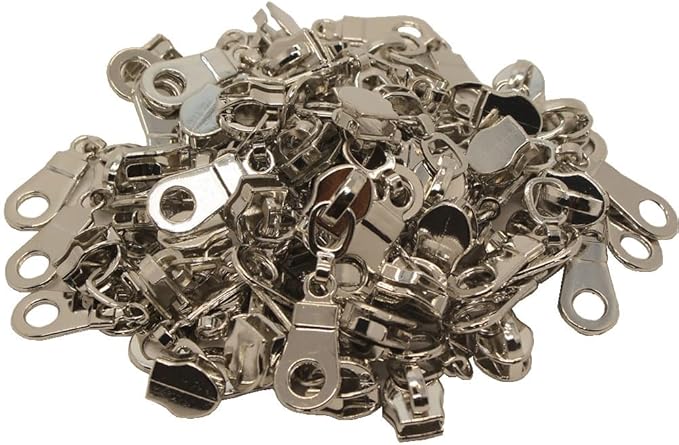 MebuZip 50PCS Silver Pulls for #5 Nylon Coil Zippers Silver Zipper Sliders for Luggages Purses Bags