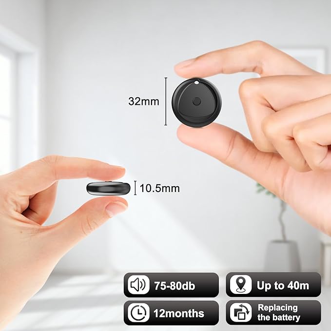 Tracker Tags-2 Pack Work with Apple Find My (iOS Only), [Apple MFi Certified] Key Finder and Item Locator, New Bluetooth 5.3 Tracker, Replaceable Battery Smart Tag for Keys, Wallet, Luggage etc