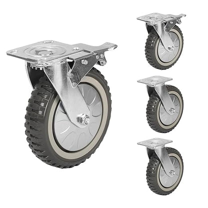 uyoyous 4Pcs 8 Inch Caster Wheels, Industrial Heavy Duty Polyurethane Swivel Casters with 2Pcs Brake 1760 LBS, All Terrain Castors for Workshop Carts, Garage Machinery & Jobsite Equipment