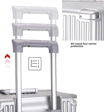 feilario 30in Super Large Captain Aluminum Frame Hardside Spinner Wheels Luggage, Removable Wheels Zipperless Checked Suitcase with Cup Holder/Phone Holder