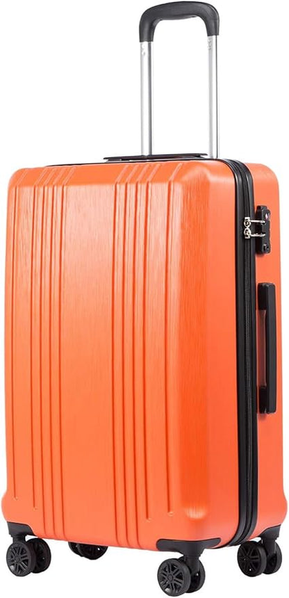 Coolife Luggage PC+ABS Hardshell Suitcase with TSA Lock, Spinner Carry On Lightweight (orange, S(20in_carry on))