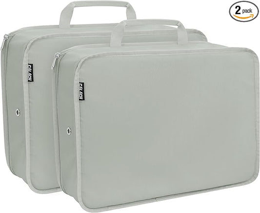 Extra Large Compression Packing Cubes for Travel Essentials, 2 Set Expandable Travel Cubes for Packing Bags Suitcase Organizer, Grey