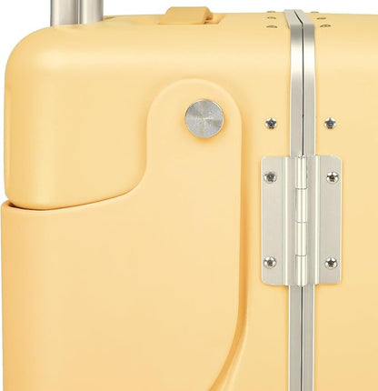 smilesun 20" Carry On Luggage with Seat For Kids & Adults，Hardside Ride On Suitcase with 360°Spinner and TSA Lock For Travel (Yellow, 20")