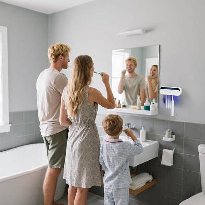 iHave Toothbrush Sanitizer and Holder, UV Toothbrush Holders for Bathrooms with 100M Negative Ions for 360° Disinfection, Mold Control & Odor Neutralization, 5-Slot Turbofan Drying Toothbrush Holder