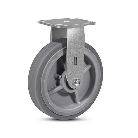 8 Inch Rubber Wheels (Flat Tread)- Heavy Duty Casters, Industrial Caster Wheels- with up to 1200 LB Capacity- Use for Dollies, Utility and Maintenance Carts(1 Rigid)