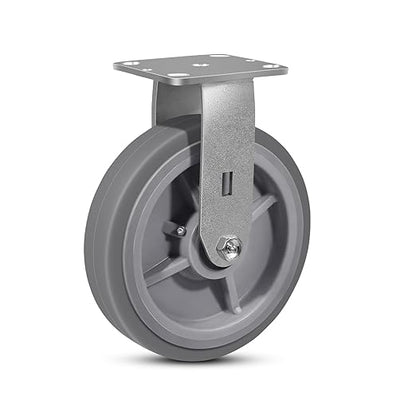 8 Inch Rubber Wheels (Flat Tread)- Heavy Duty Casters, Industrial Caster Wheels- with up to 1200 LB Capacity- Use for Dollies, Utility and Maintenance Carts(1 Rigid)