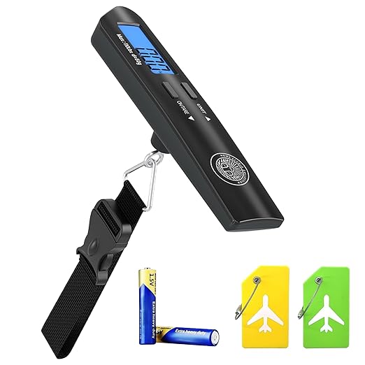 Luggage Scale with Baggage Tags Included Digital HD LCD Display 110 lb/50 kg Capacity Weight Luggage Scale for Heavy Baggage Digital Baggage Weight Scales for Small to Large Size Bag Battery Included