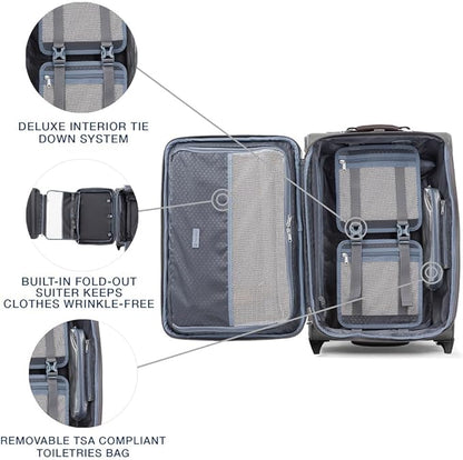 Travelpro Platinum Elite Softside Expandable Carry on Luggage, 2 Wheel Upright Suitcase, USB Port, Men and Women, Vintage Grey, Carry On 22-Inch