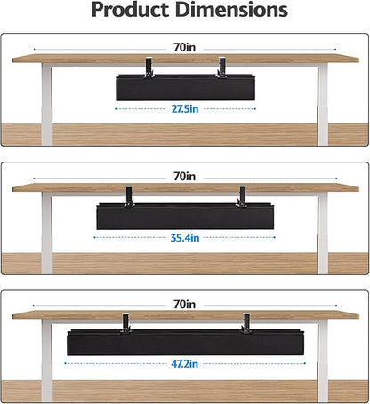 Under Desk Cable Management Tray No Drill, Premium Fabric Cord Organizer for Table - Desk Cable Organizer Cable Tray Hiders for Office&Home (27.5″L x 13.7" W)