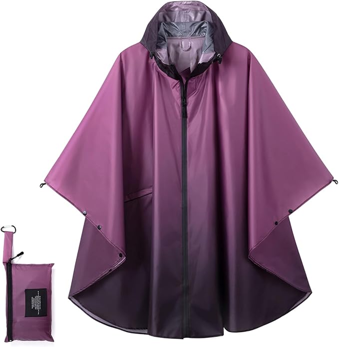Fashion Hooded Rain Poncho Waterproof Raincoat Jacket with pocket for Women/Men/Adult