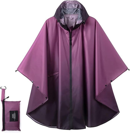 Fashion Hooded Rain Poncho Waterproof Raincoat Jacket with pocket for Women/Men/Adult