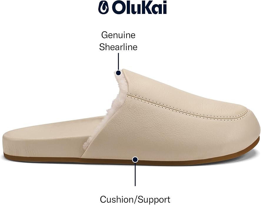 OLUKAI Konea Women’s Shearling Leather Slipper, Comfortable & Soft Mule, Versatile House Shoe for Lounge Wear & Everyday