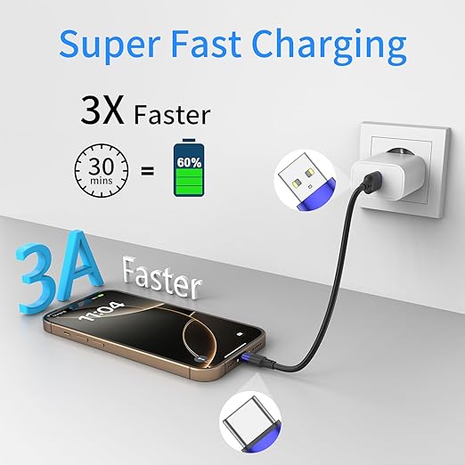 6 inch Short USB C Cable Bulk 10 Pack, Multipack Short USB A to USB C Cable for Fast Charging Stations, 0.5ft Type C Charger Cord for iPhone 16 15 Samsung Galaxy S24 S23 S20 S10 S9 Note 20 10 9