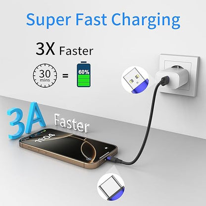 6 inch Short USB C Cable Bulk 10 Pack, Multipack Short USB A to USB C Cable for Fast Charging Stations, 0.5ft Type C Charger Cord for iPhone 16 15 Samsung Galaxy S24 S23 S20 S10 S9 Note 20 10 9
