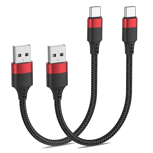 6 Inch USB to USB C Cable, 2 Pack Short Fast Charging Cord Type C, 0.5ft USB A to USB C Cable for iPhone 17 16 15 Pro, Samsung Galaxy S25 S24 S23, Google Pixel 10, Moto G