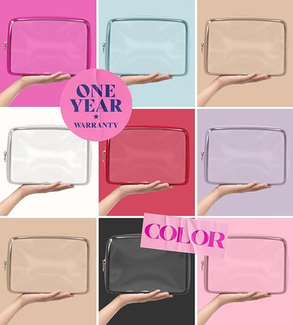 Clear Makeup Bag Zipper Pouch, Transparent Cosmetic Case Organizer, TSA Approved Travel Toiletry Case, Travel Accessories Essentials Makeup Tote for Women, Large Cute Make up Bag for Purse - Black