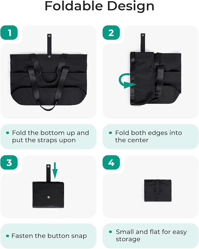 BAGSMART Tote Bag for Women, Foldable Tote Bag With Zipper Travel Large Shoulder Bag Handbag for Work-16.5''l X 6''wx 14''h