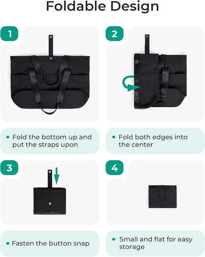 BAGSMART Tote Bag for Women, Foldable Tote Bag With Zipper Travel Large Shoulder Bag Handbag for Work-16.5''l X 6''wx 14''h