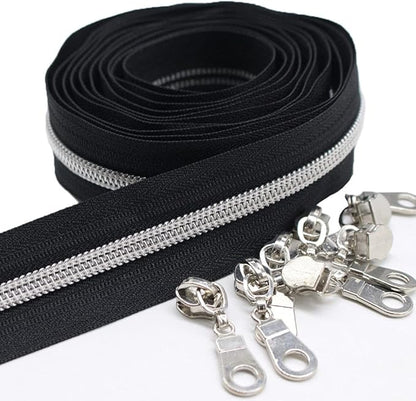 MebuZip 50PCS Silver Pulls for #5 Nylon Coil Zippers Silver Zipper Sliders for Luggages Purses Bags