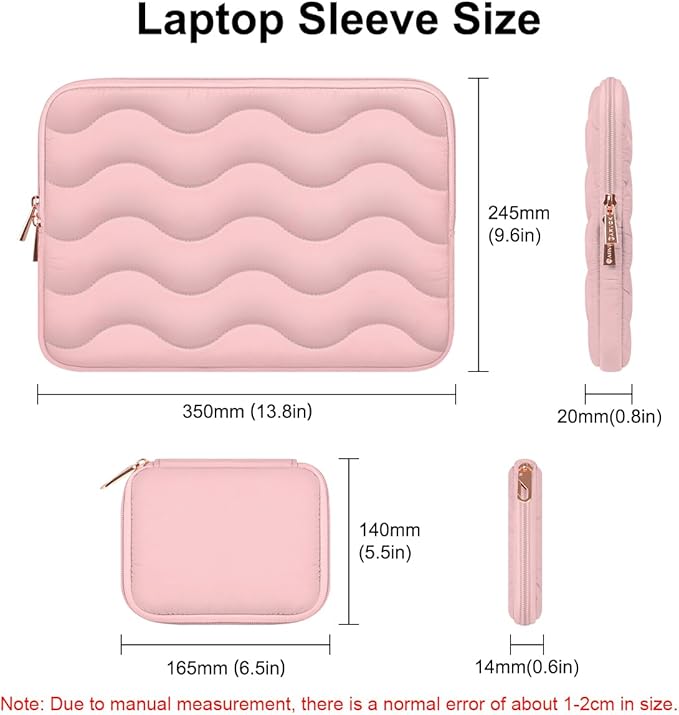 ARVOK Puffy Laptop Sleeve 13-14 inch for MacBook Air 13 inch/Pro 14 inch, Laptop Case Notebook Computer/Tablet Pouch Cover for HP/Dell/Asus/Acer/Samsung, Extra Bag, Women, Cute Carrying Case