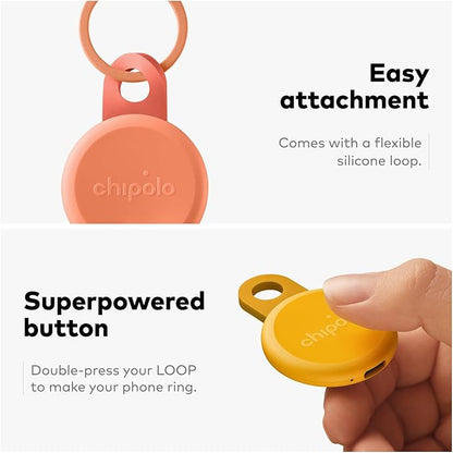 Chipolo LOOP - Rechargeable Bluetooth Tracker for Key and Pocket Location, Compatible with Apple or Google, Call Your Phone & Out of Range Alerts for Android (Navy)