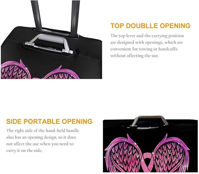 Travel Suitcase Protector Breast Cancer Pink Ribbon Elastic Protective Washable Luggage Cover With Concealed Zipper Suitable For 18-32 Inch(S (for 18--21 inch luggage))