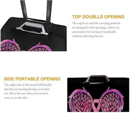 Travel Suitcase Protector Breast Cancer Pink Ribbon Elastic Protective Washable Luggage Cover With Concealed Zipper Suitable For 18-32 Inch(XL (for 29--32 inch luggage))
