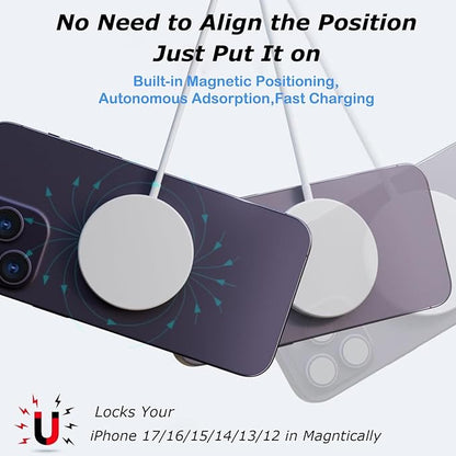 Wireless Charger,[Apple MFi Certified]15W Magnetic Charger 2Pack 3FT Magnetic Charge Pad with USB C Port PD Block Fast Charging Wireless Charge for iPhone Air/17 Pro Max/16 Pro/16 Plus/16e/15/14/13/12