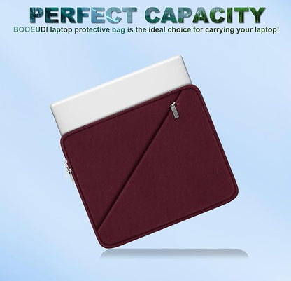 Laptop Sleeve 15.6 inch, Traveling Carrying Computer Bag with Zippered Pocket, Shockproof Protective Laptop Case Compatible for Apple Notebook, HP, Dell, Acer, Asus, Lenovo, Wine Red