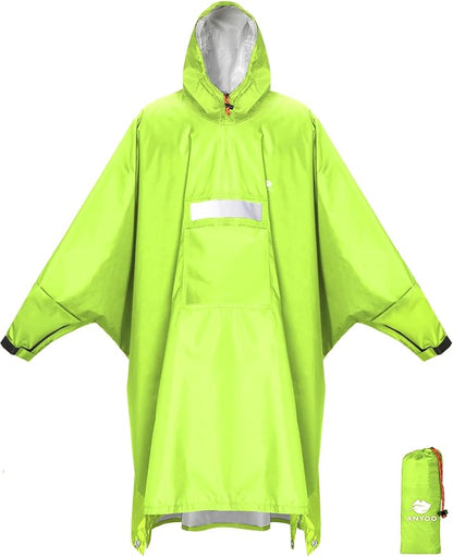 ANYOO Hooded Rain Poncho for Adults Waterproof Lightweight Rain Coat for Men Women Reusable Rain Jacket for Emergency Outdoor