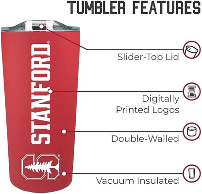 Campus Colors NCAA Stainless Steel Tumbler perfect for Gameday - 18 oz - Double Walled - Keeps Drinks Perfectly Insulated (Stanford Cardinal - Cardinal)