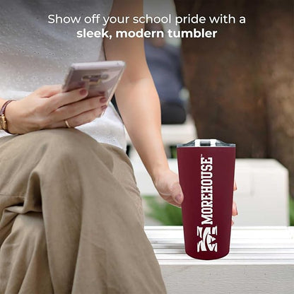 Campus Colors NCAA Stainless Steel Tumbler perfect for Gameday - 18 oz - Double Walled - Keeps Drinks Perfectly Insulated (Morehouse College - Maroon)