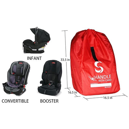 Car Seat Travel Bag for Airplane - Fits Convertible Car Seats, Infant carriers & Booster Seats, Red Upgrade (Red Upgrade)