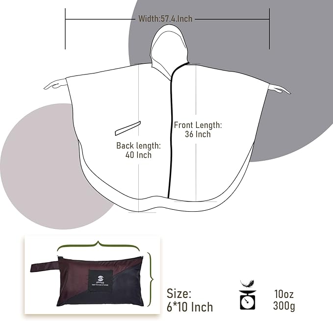 SaphiRose Unisex Rain Poncho Waterproof Raincoat Hooded for Adults Women with Pockets