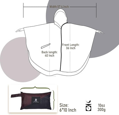 SaphiRose Unisex Rain Poncho Waterproof Raincoat Hooded for Adults Women with Pockets