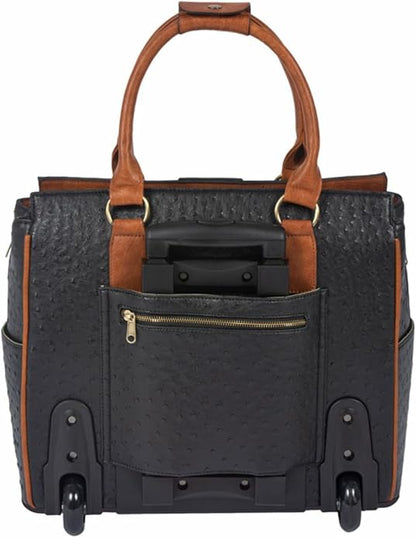 JKM & Company Rolling Laptop Bag for Women | Designer Wheeled Briefcase | Fits 13-17" Laptops | Office Travel Computer Case