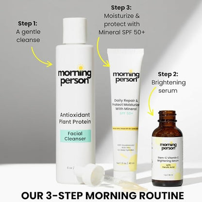 Daily Repair & Protect Moisturizer with Mineral Sunscreen Face SPF 50+ I With Squalane and Aloe Vera for Deep Moisture I UVA/UVB & Blue Light Protection I No White Cast I Reef Safe I Vegan